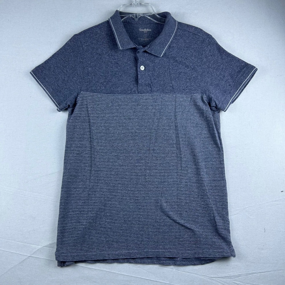 Goodfellow & Co Mens Blue Striped Colorblock Polo Shirt Size M RN17730